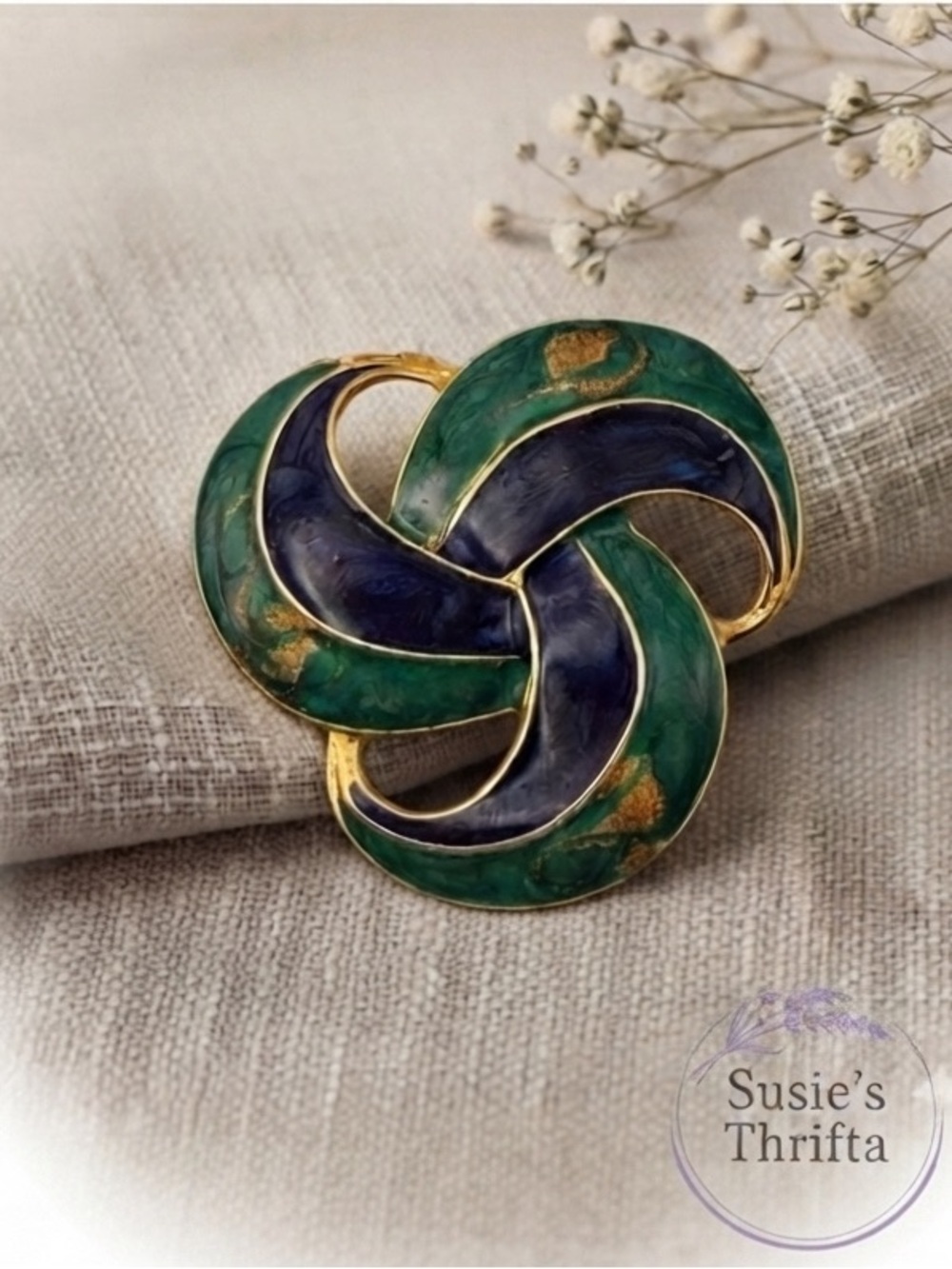 VTG Swirl Abstract Enamel Brooch